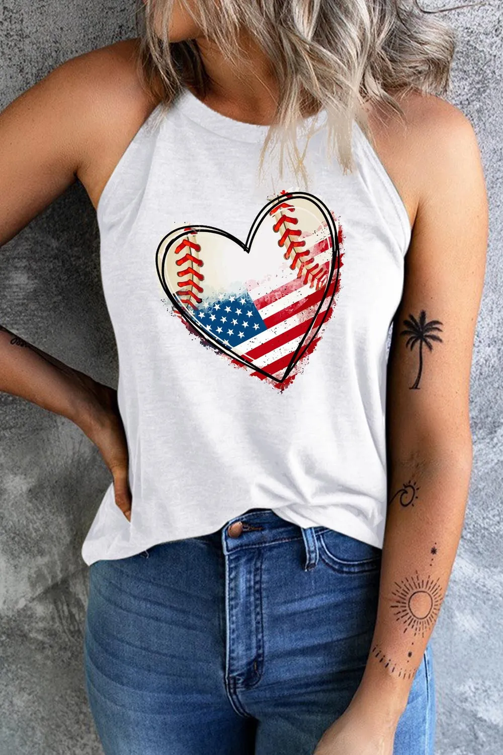 US Flag Heart Graphic Tank, image 3