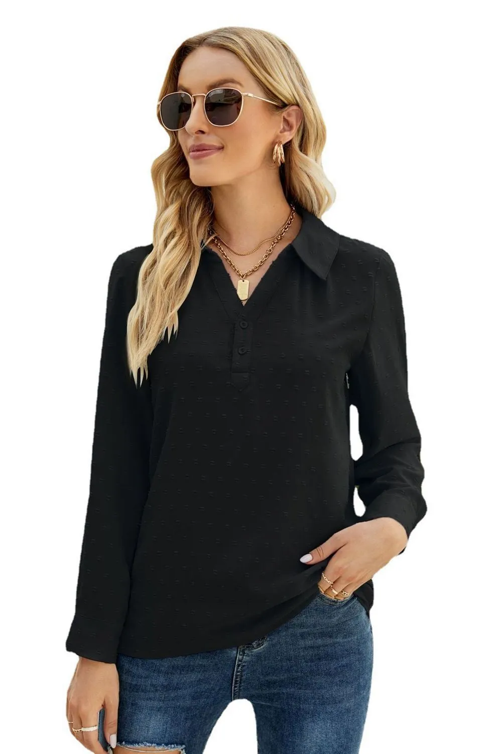 Swiss Dot Johnny Collar Blouse, image 12
