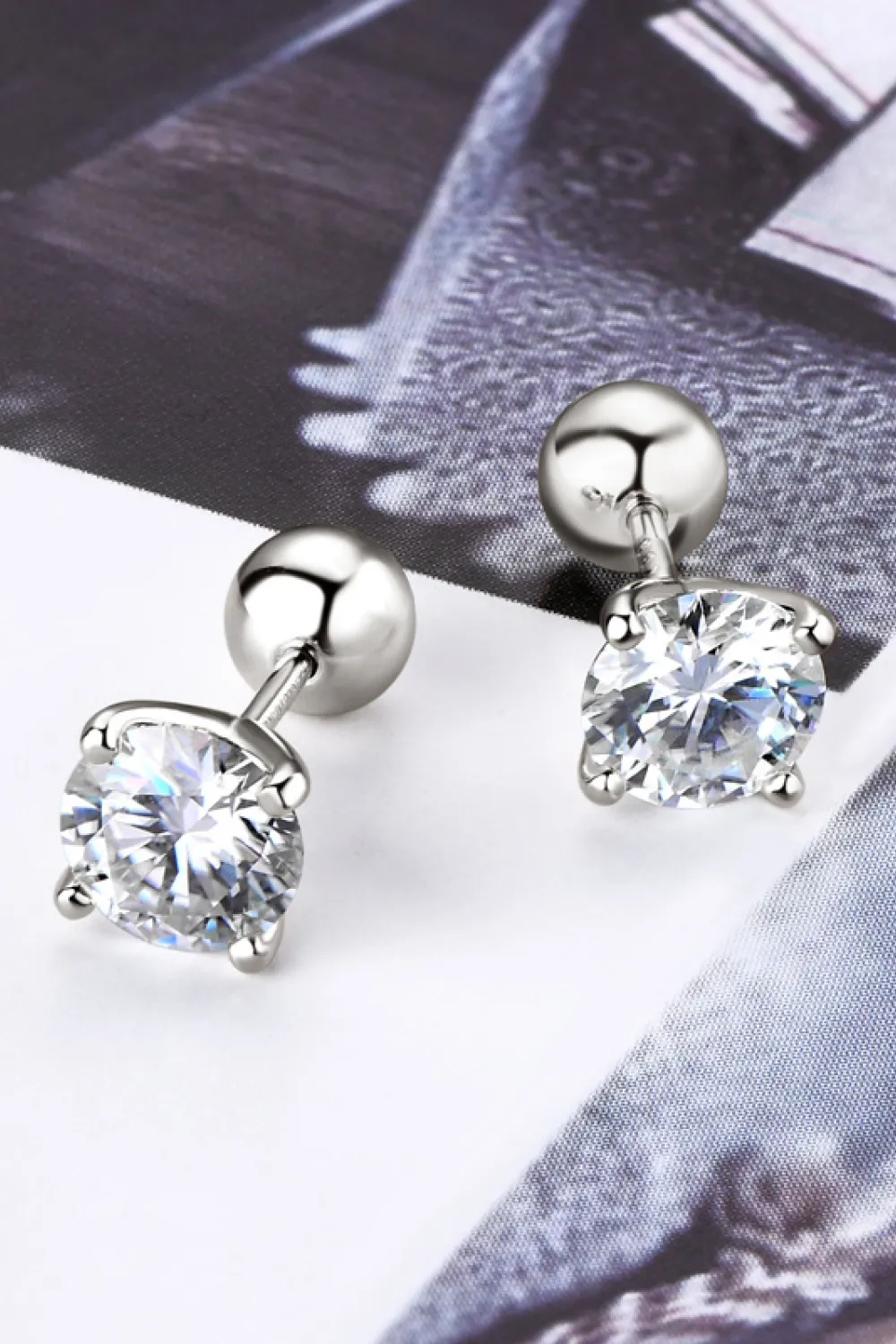 2 Carat Moissanite 925 Sterling Silver Stud Earrings, image 5