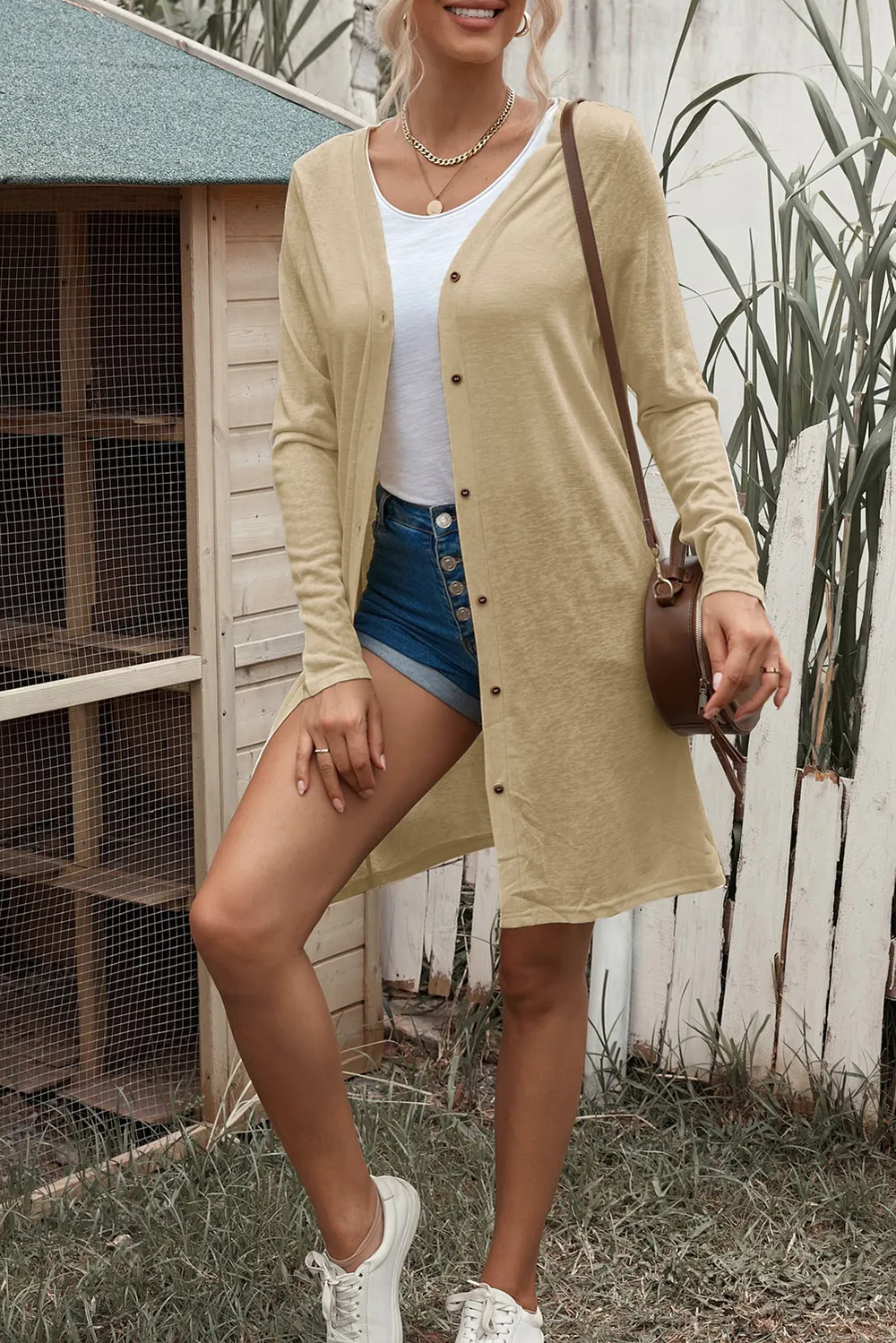 Button Down Long Sleeve Longline Cardigan, image 12