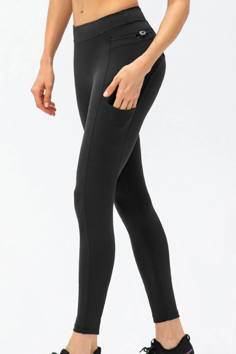 Full Size Slim Fit High Waist Long Sports Pants with Pockets, image 11