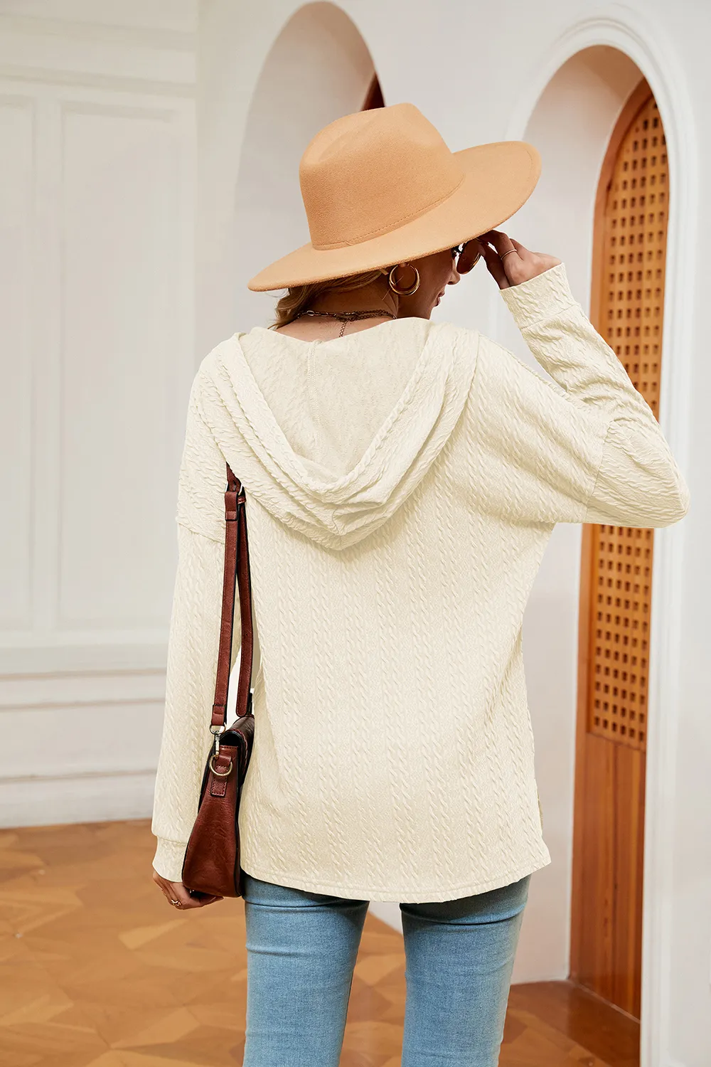 Half-Button Dropped Shoulder Hoodie, image 28