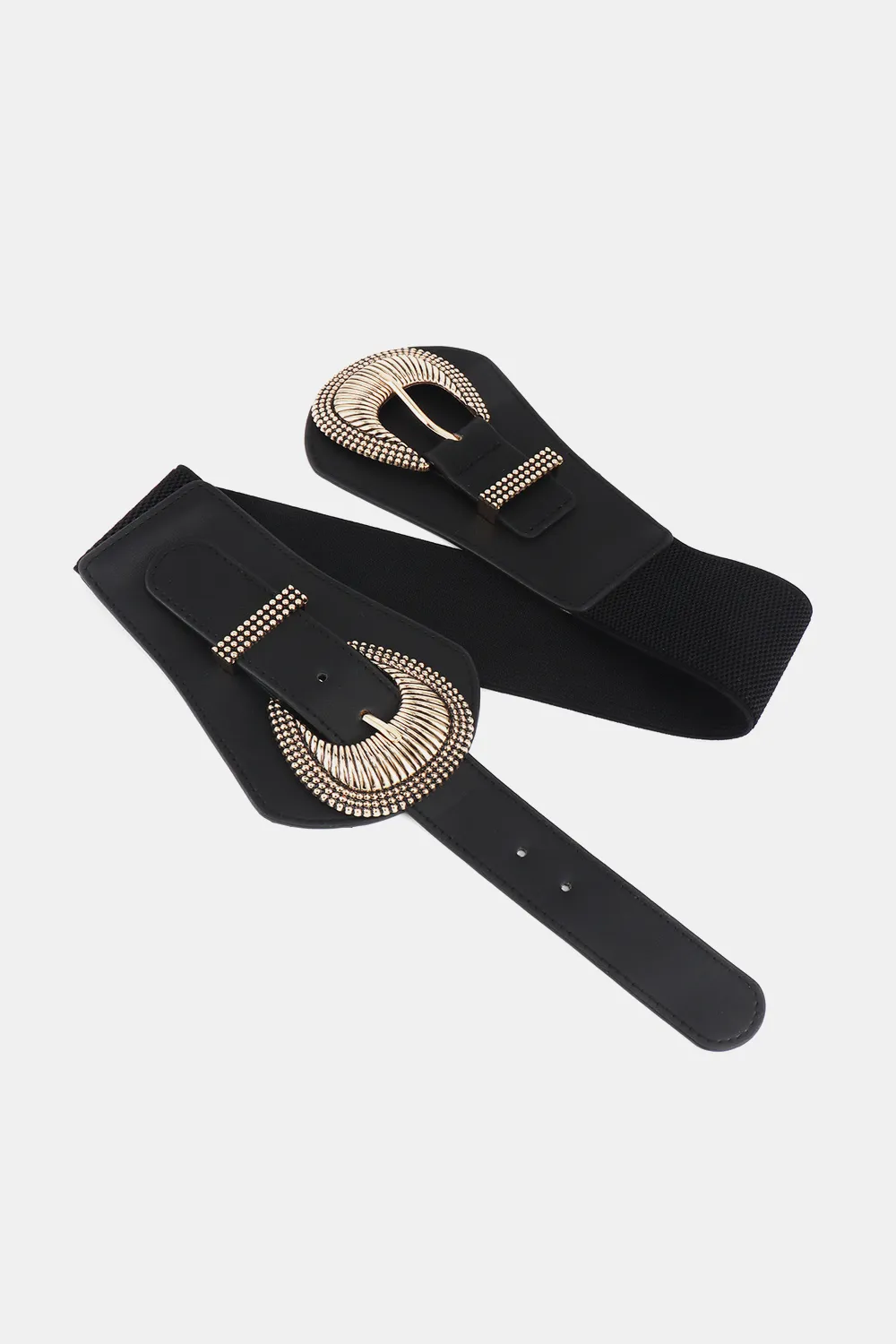 Shell Double Buckle Elastic Wide Belt, image 4