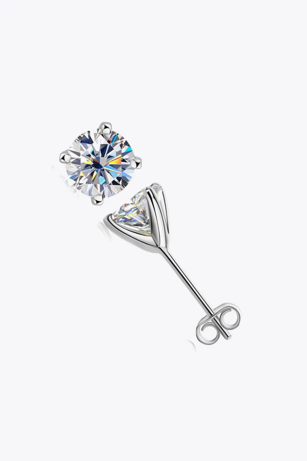 925 Sterling Silver 1 Carat Moissanite 4-Prong Stud Earrings, image 4