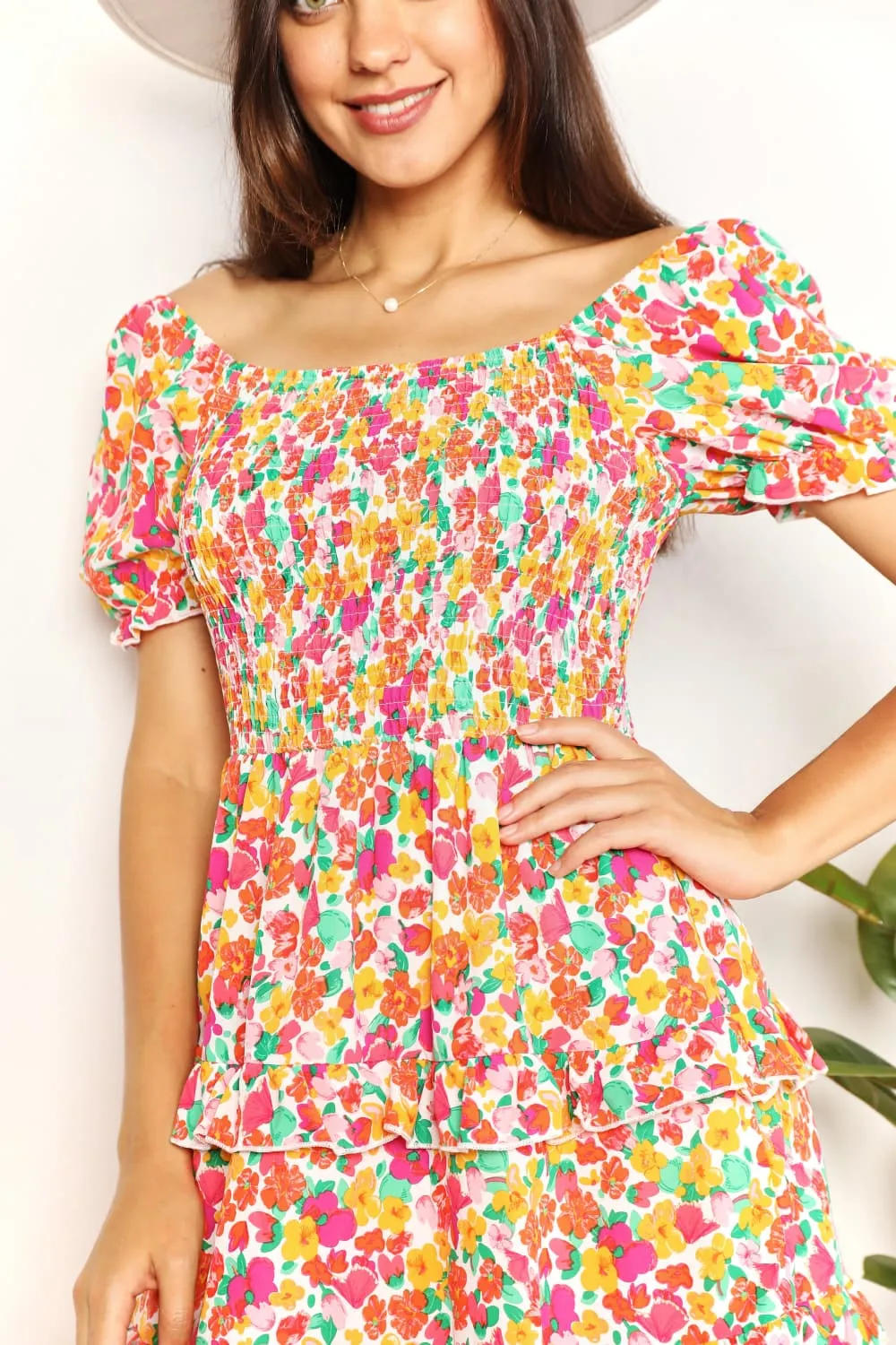 Smocked Sweetheart Neck Flounce Sleeve Mini Dress, image 11