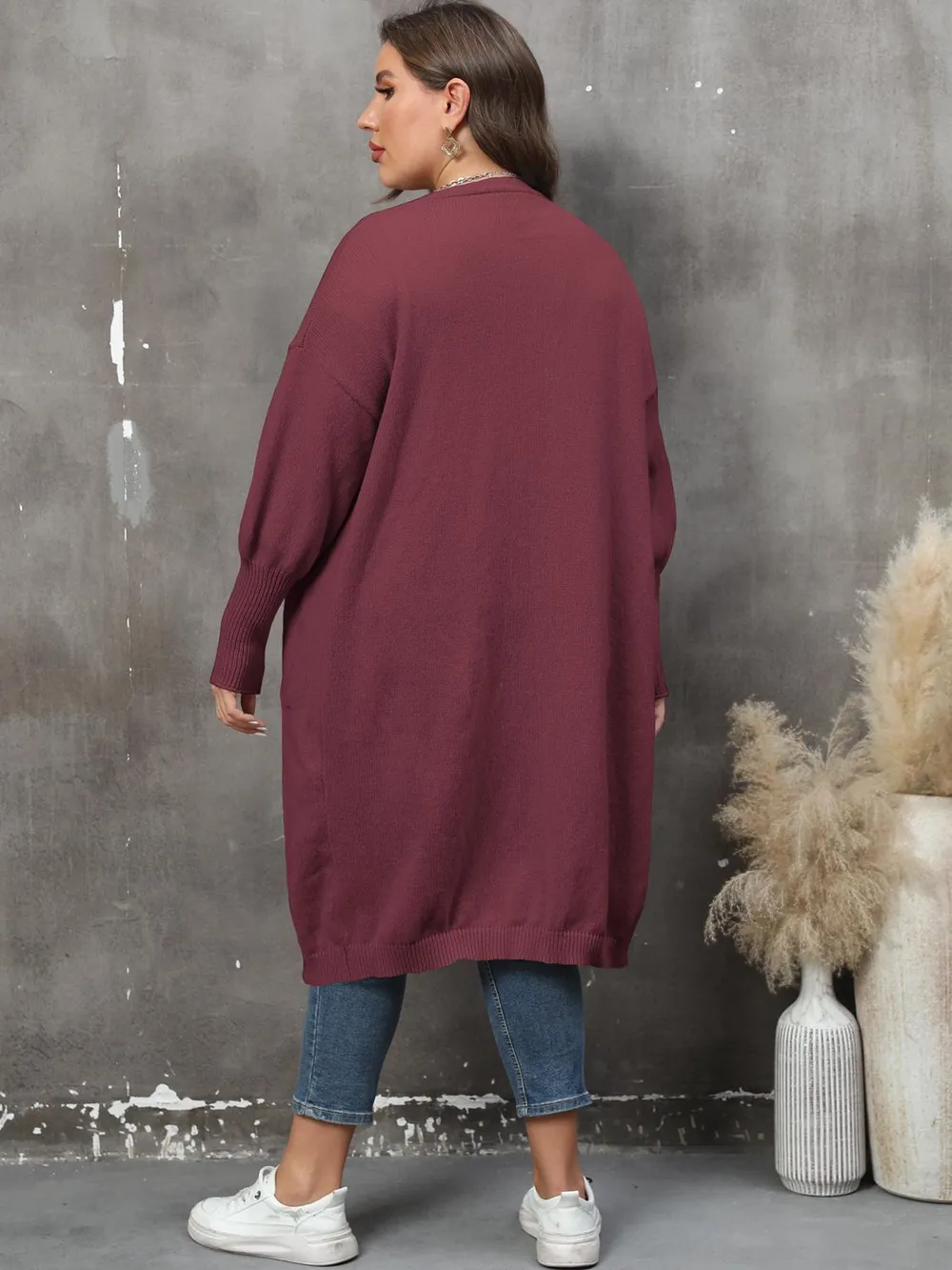Plus Size Long Sleeve Pocketed Cardigan, image 16