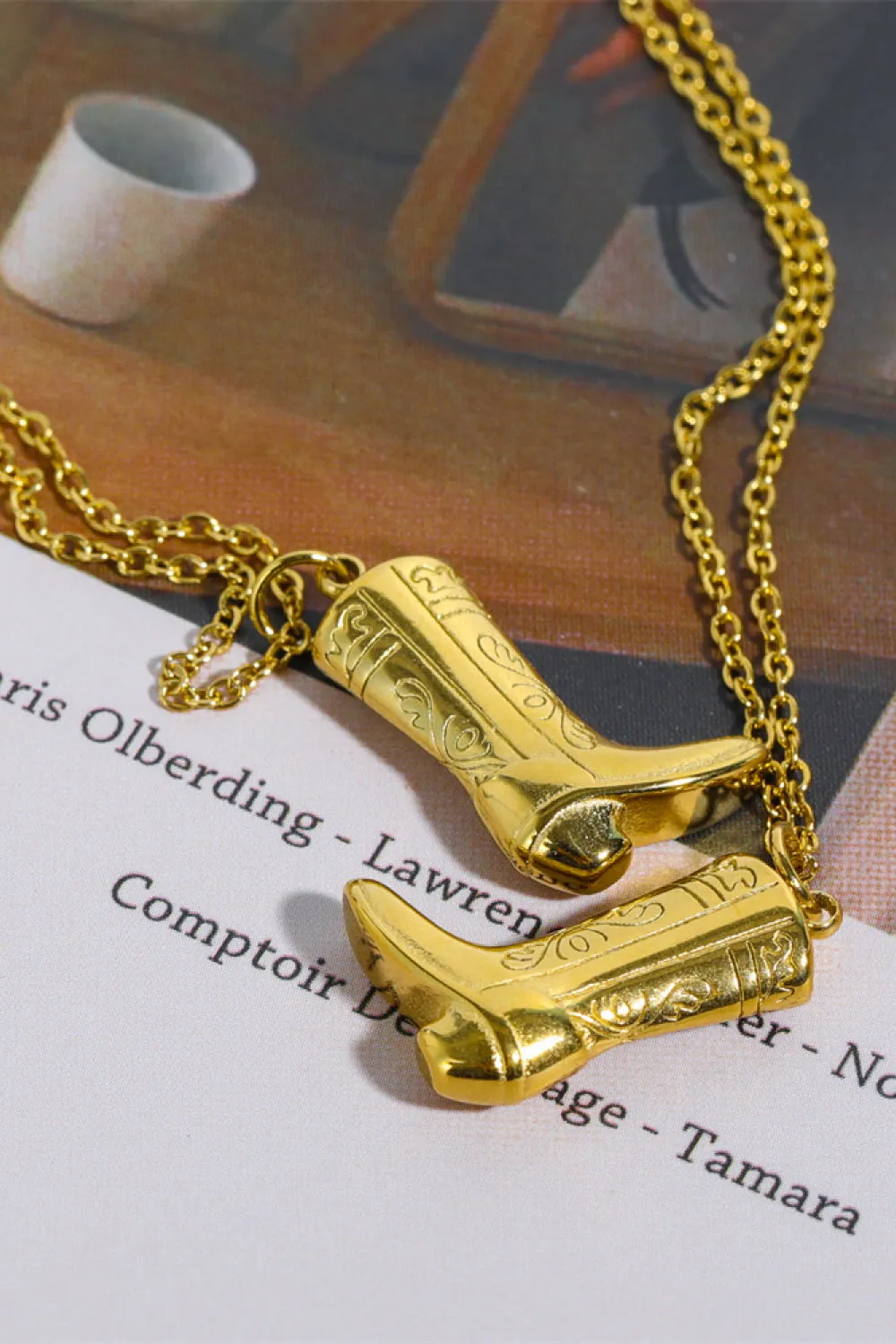 Cowboy Boot Pendant Stainless Steel Necklace, image 7