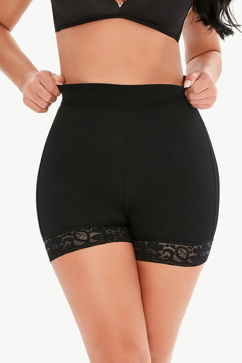 Full Size Pull-On Lace Trim Shaping Shorts, image 2