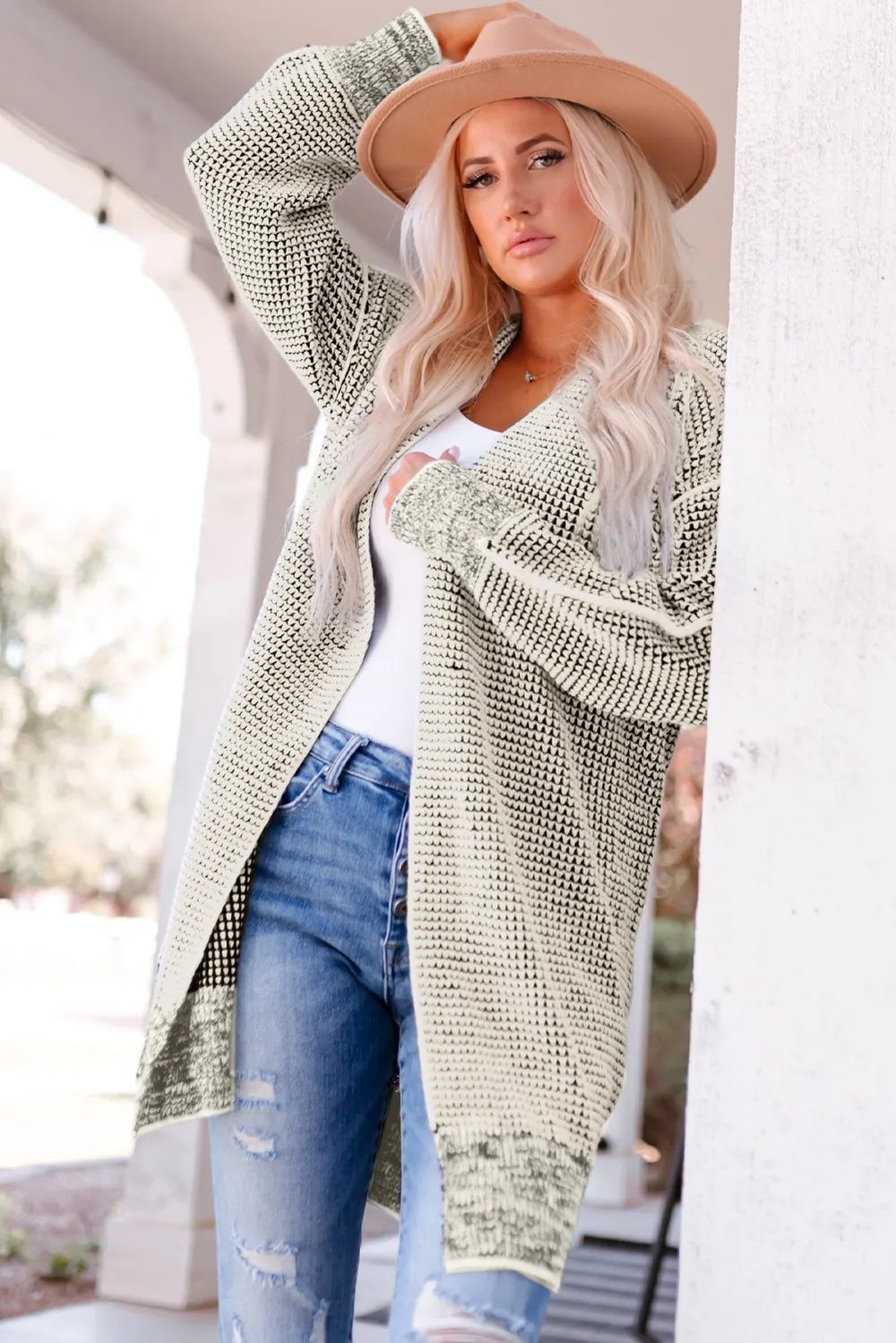 Heathered Open Front Longline Cardigan, image 17