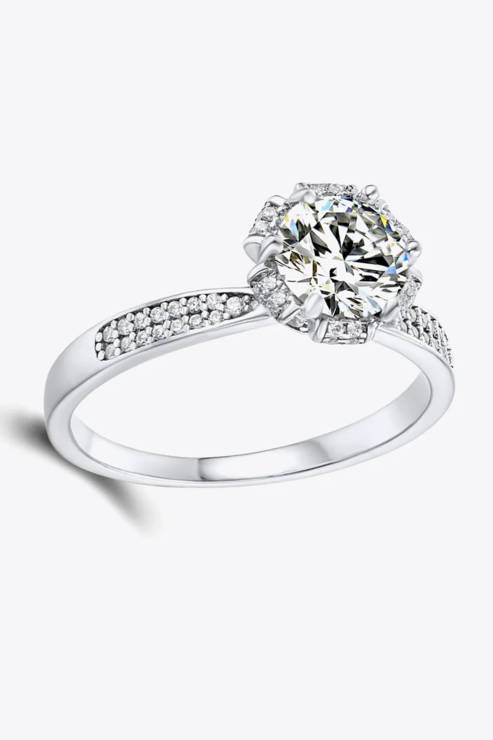 925 Sterling Silver 1 Carat Moissanite Ring, image 2
