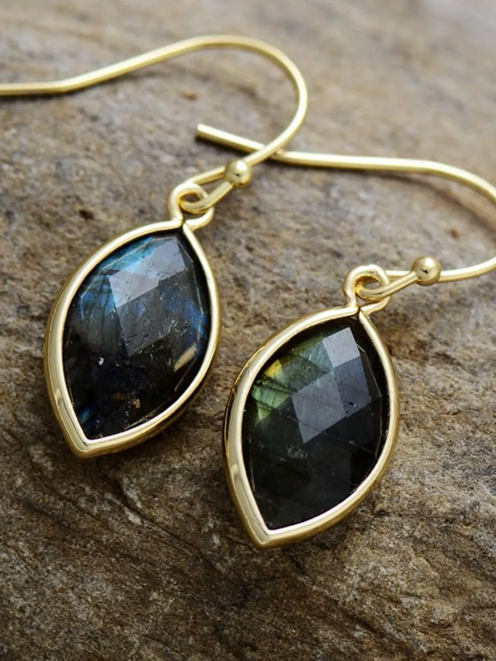 Geometrical Shape Natural Stone Dangle Earrings, image 2
