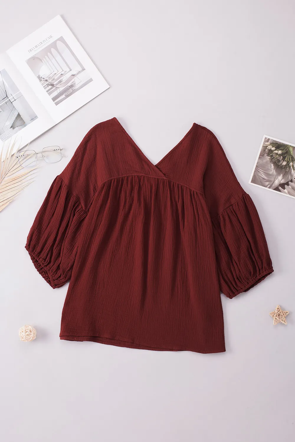 Dropped Shoulder V-Neck Blouse, image 23