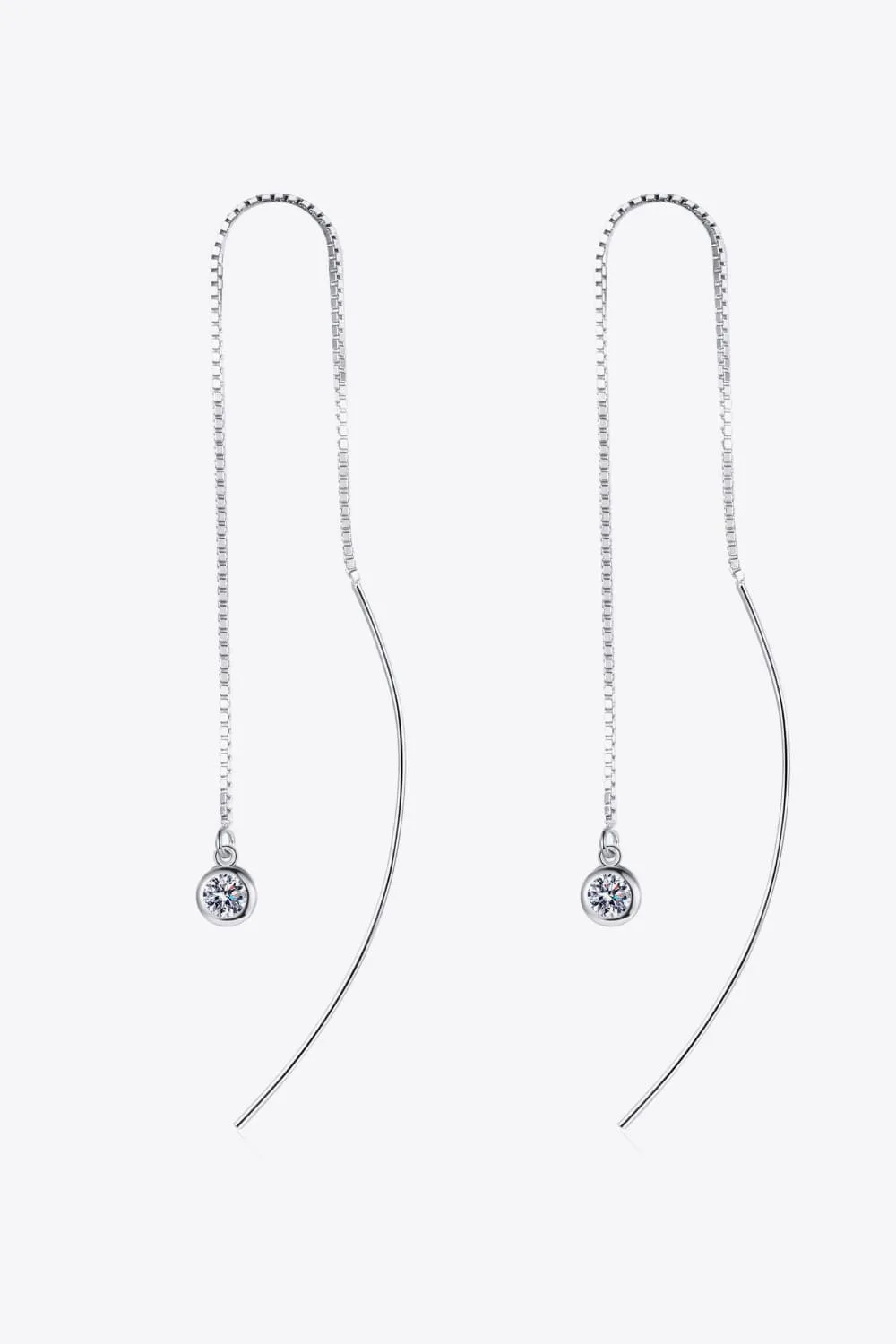 Moissanite 925 Sterling Silver Threader Earrings, image 4
