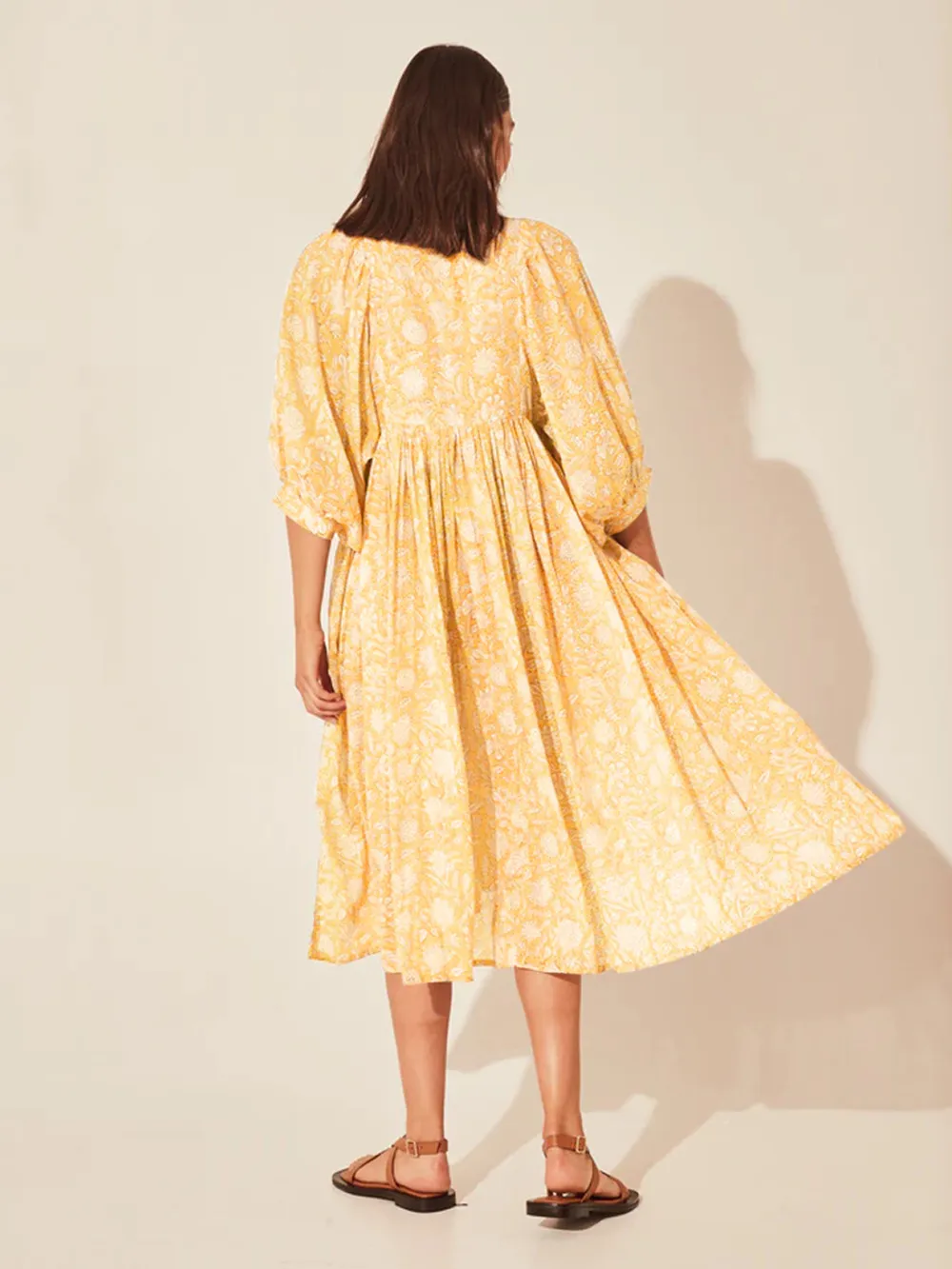 Floral Tie Neck Lantern Sleeve Dress, image 8