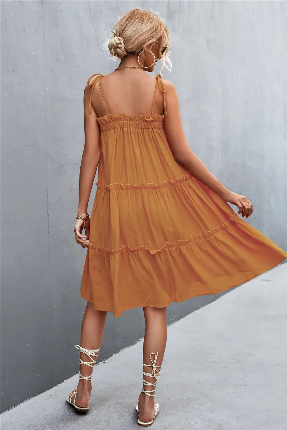 Tie-Shoulder Frill Trim Sleeveless Dress, image 17