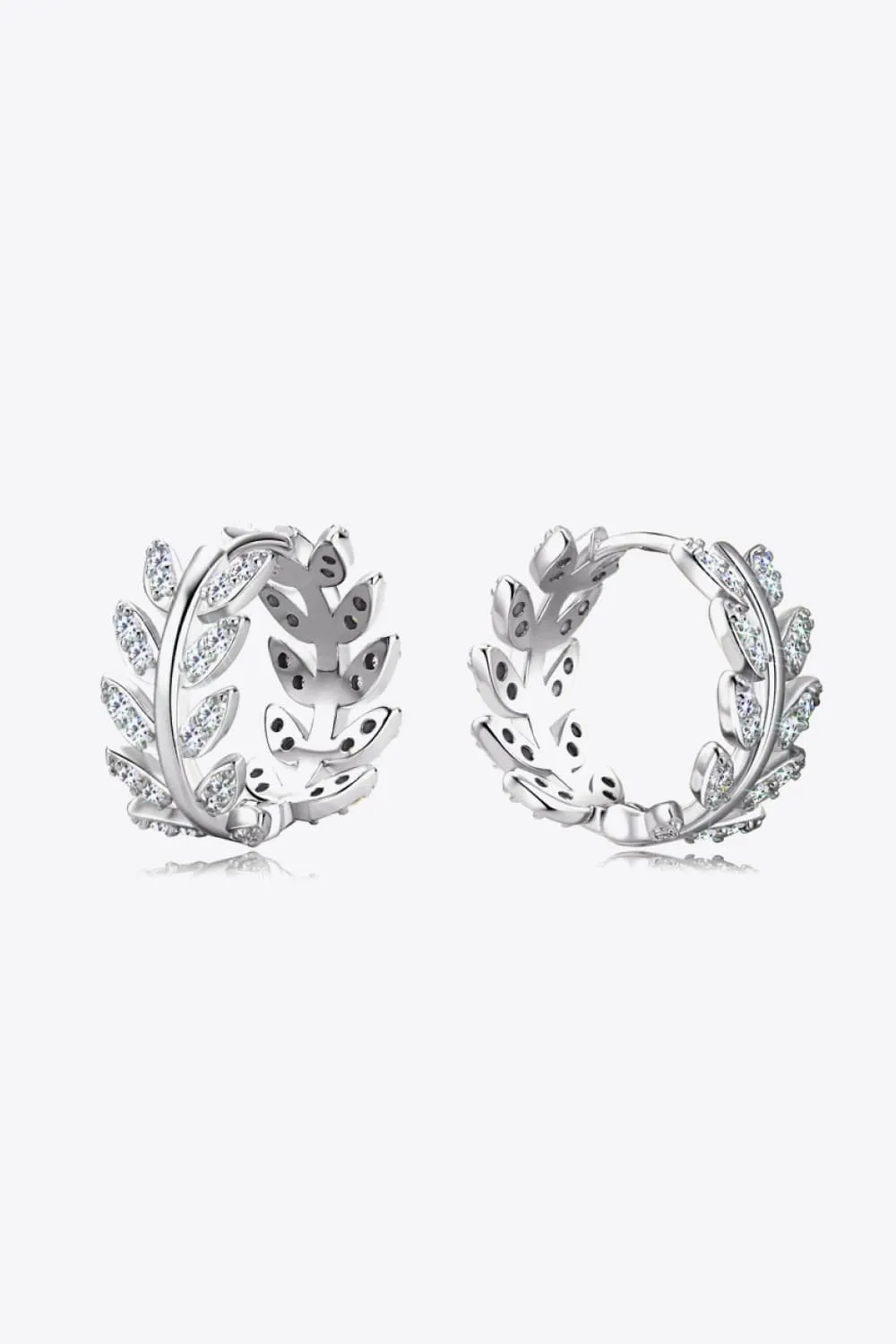Moissanite Leaf 925 Sterling Silver Earrings, image 2
