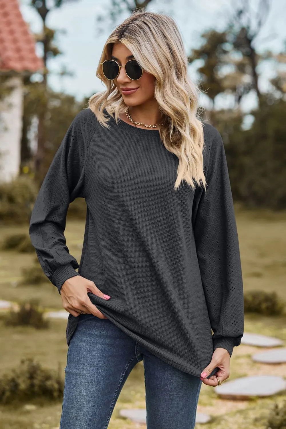 Round Neck Raglan Sleeve Sweatshirt, image 8