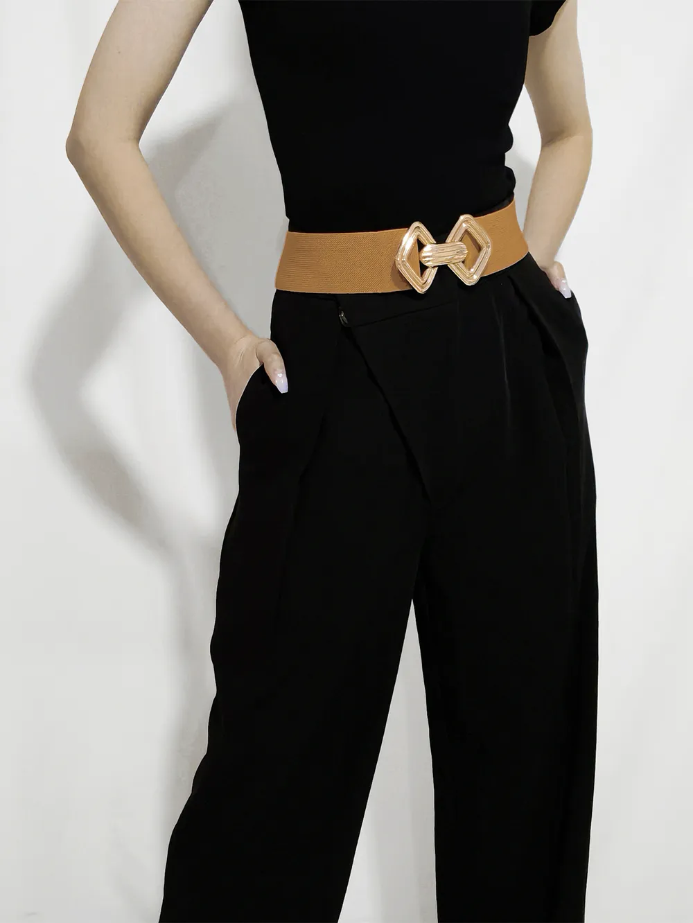 Geometric Buckle Elastic Wide Belt, image 9
