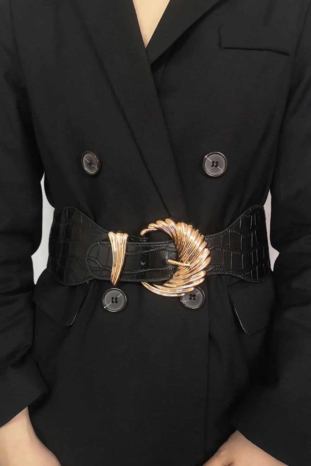 Shell Alloy Buckle Elastic Belt, image 2