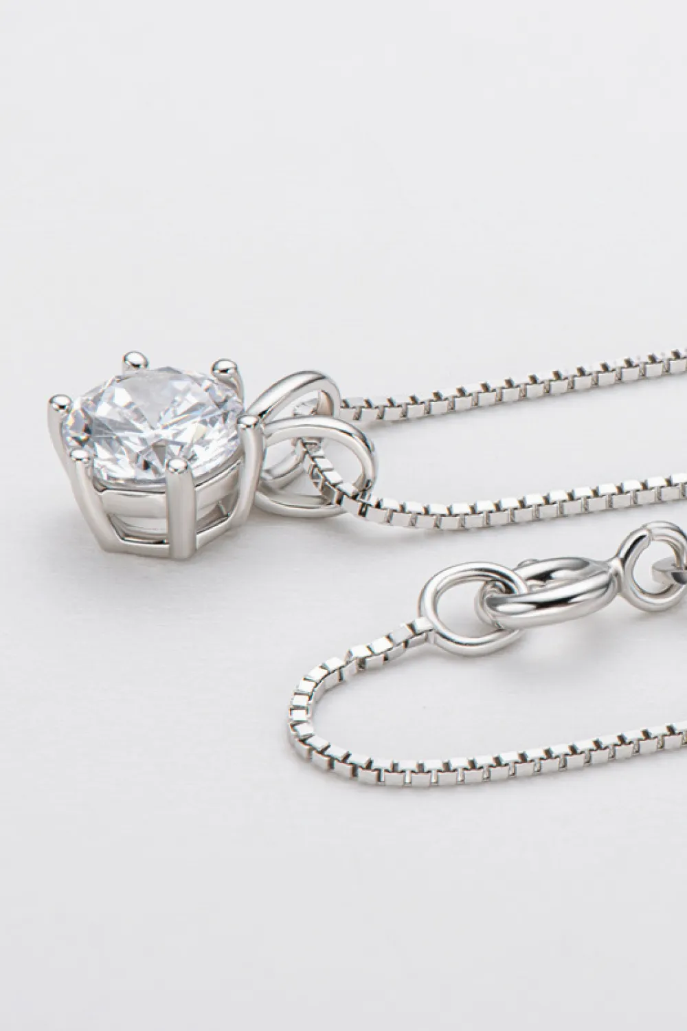 925 Sterling Silver 1 Carat Moissanite Pendant Necklace, image 4