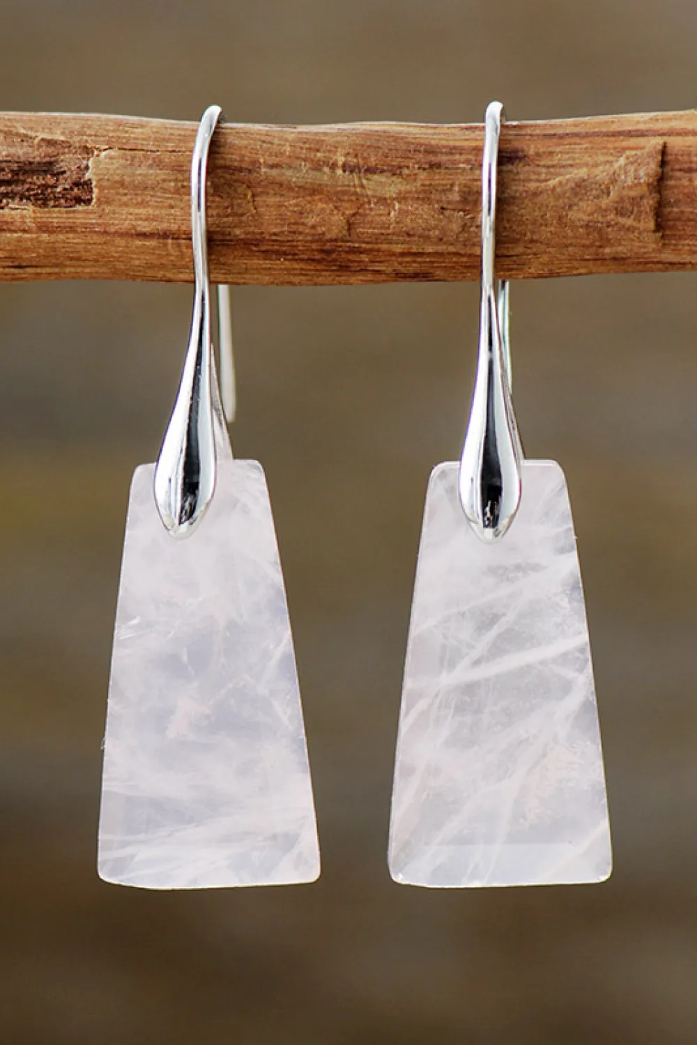 Handmade Geometrical Shape Natural Stone Dangle Earrings, image 6