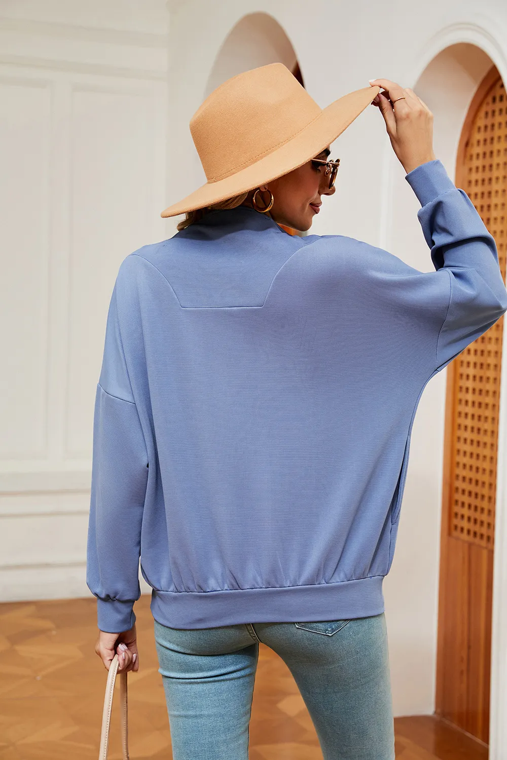 Half-Zip Dropped Shoulder Sweatshirt, image 3