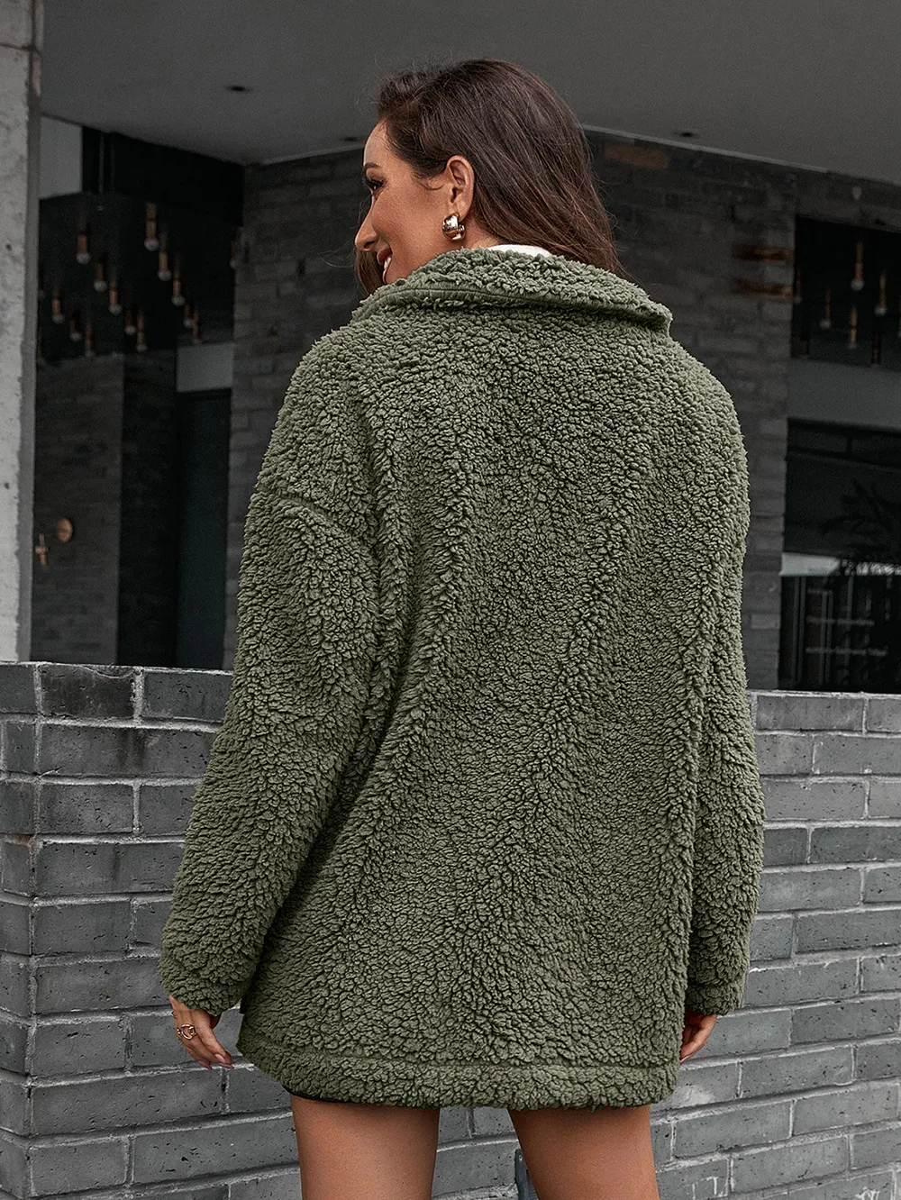 Zip-Up Collared Teddy Jacket, image 12