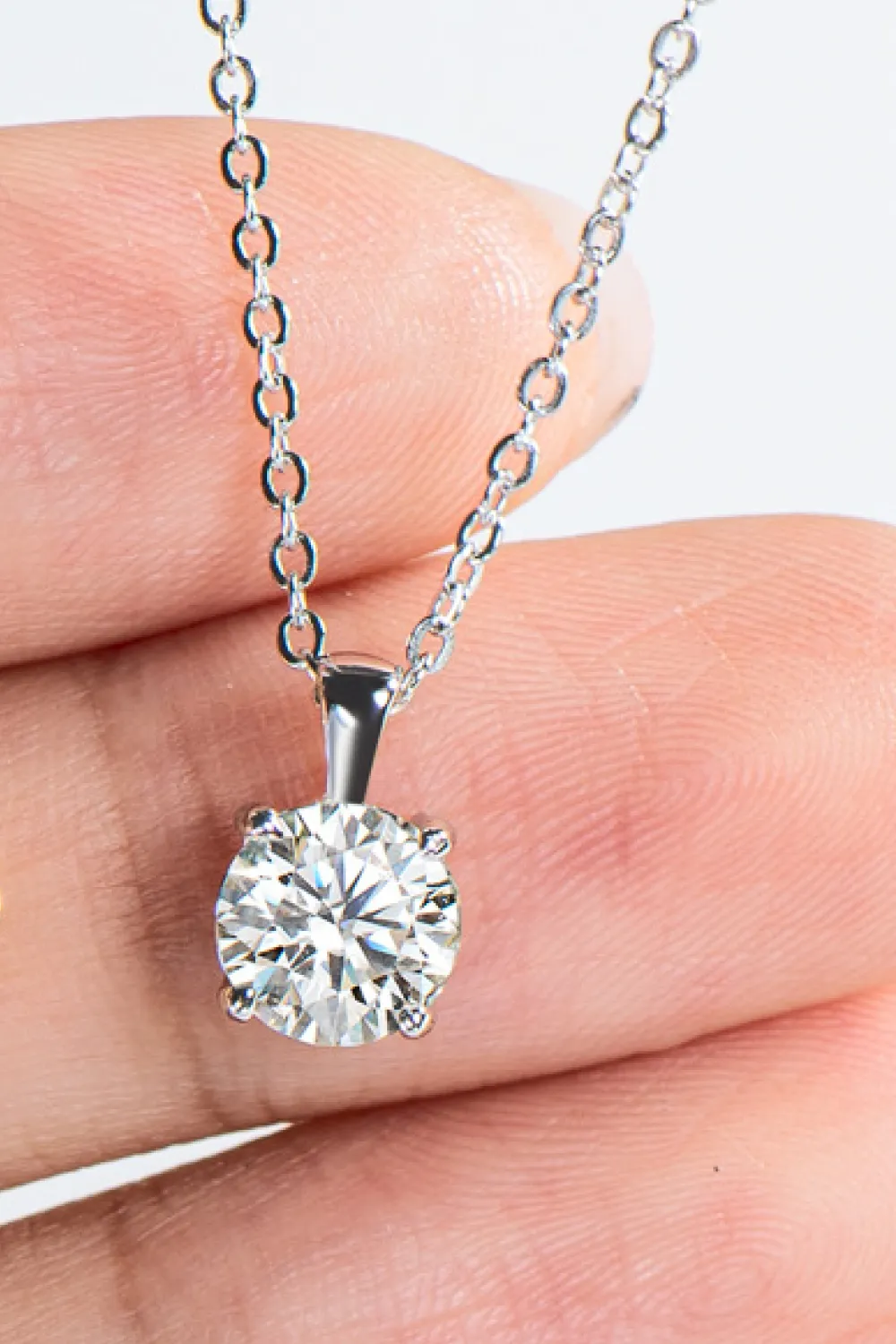 925 Sterling Silver 1 Carat Moissanite Chain-Link Necklace, image 6
