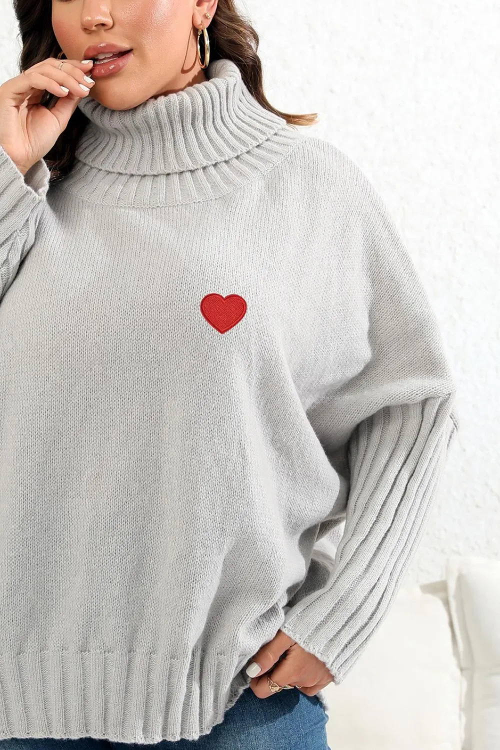 Plus Size Turtle Neck Long Sleeve Sweater, image 5
