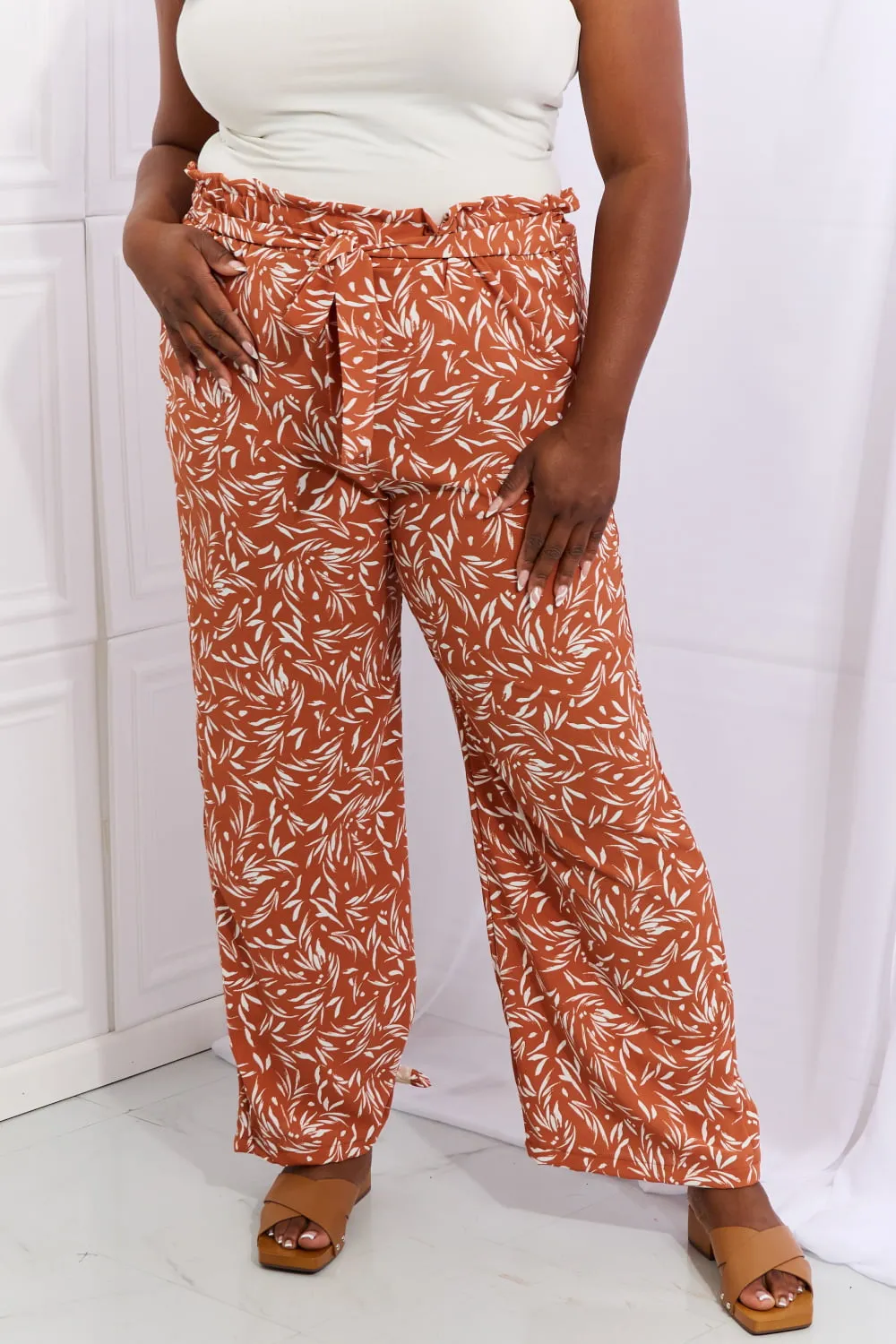 Right Angle Full Size Geometric Printed Pants in Red Orange, image 6