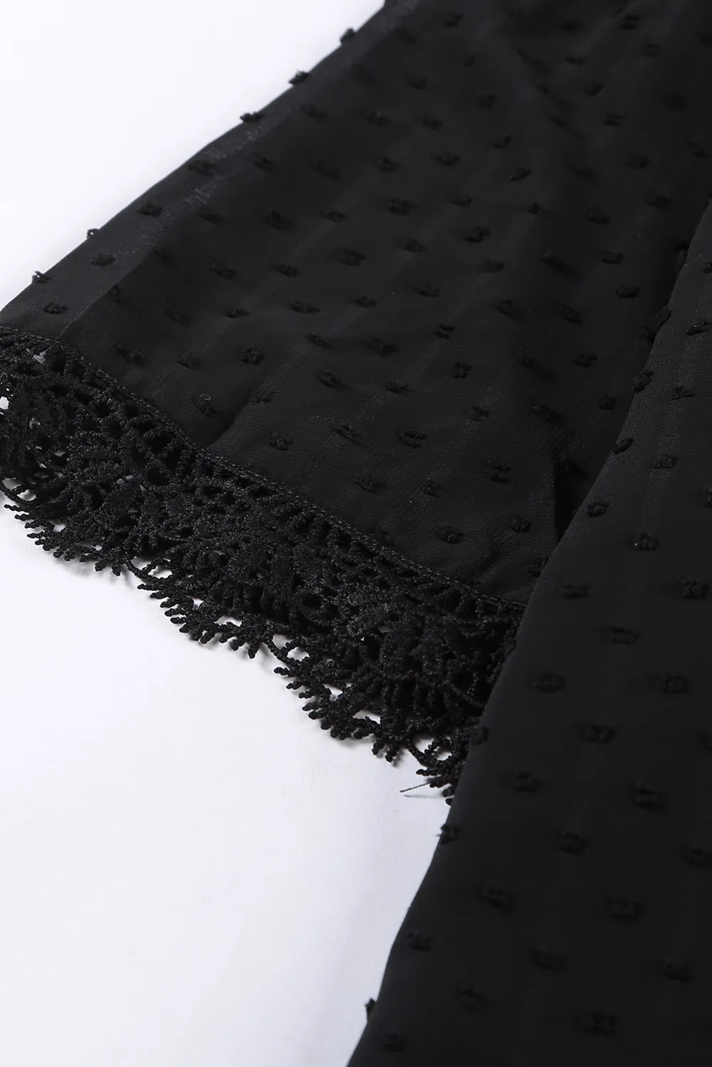 Plus Size Swiss Dot Spliced Lace V-Neck Blouse, image 9