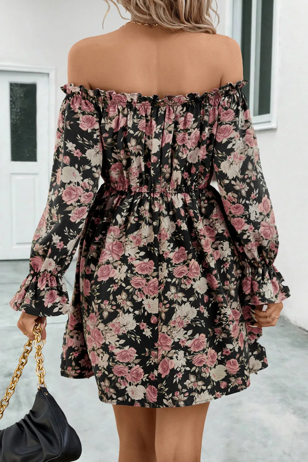 Floral Off-Shoulder Flounce Sleeve Dress, image 8