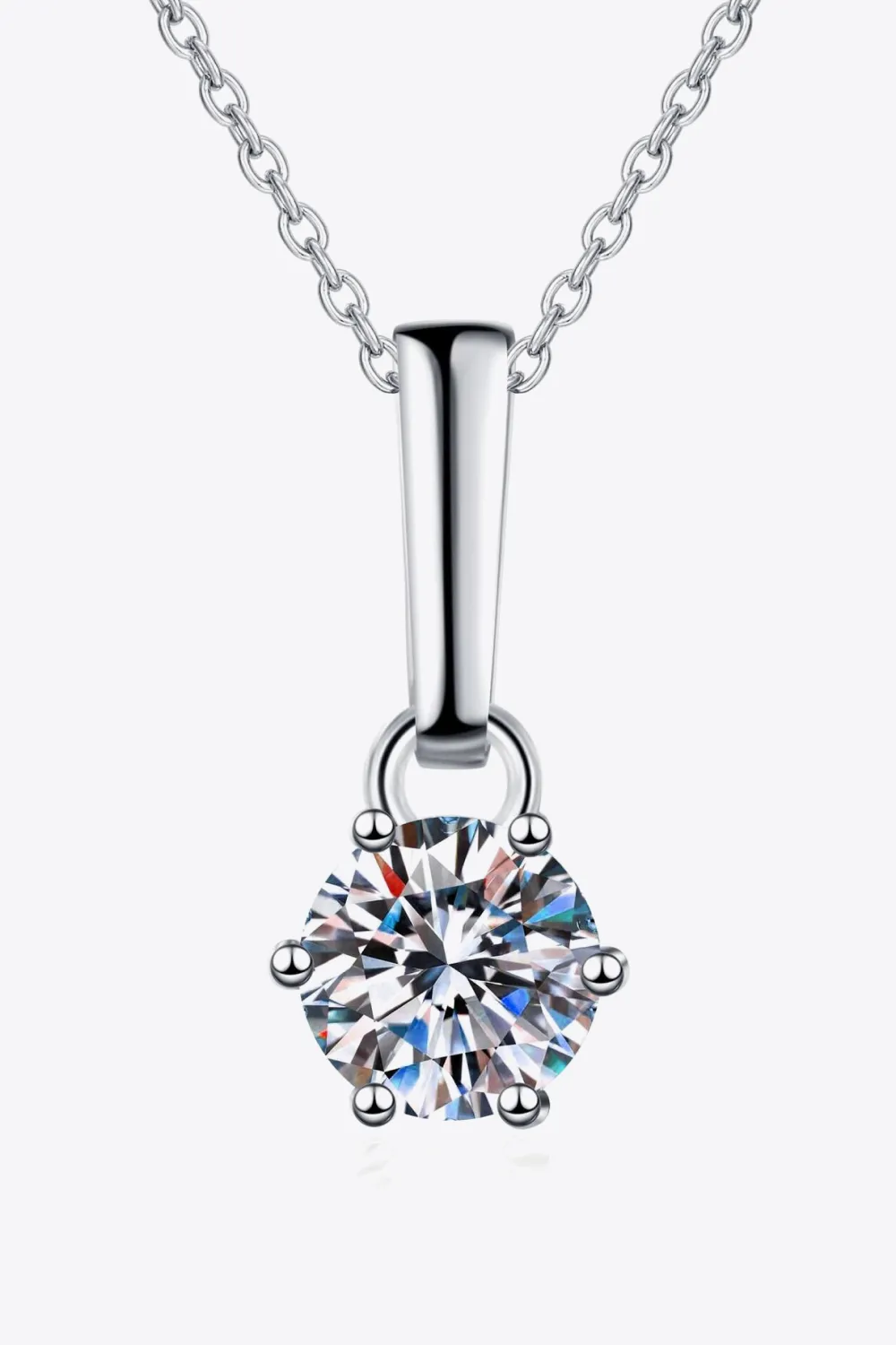 1 Carat Moissanite 925 Sterling Silver Chain-Link Necklace, image 3