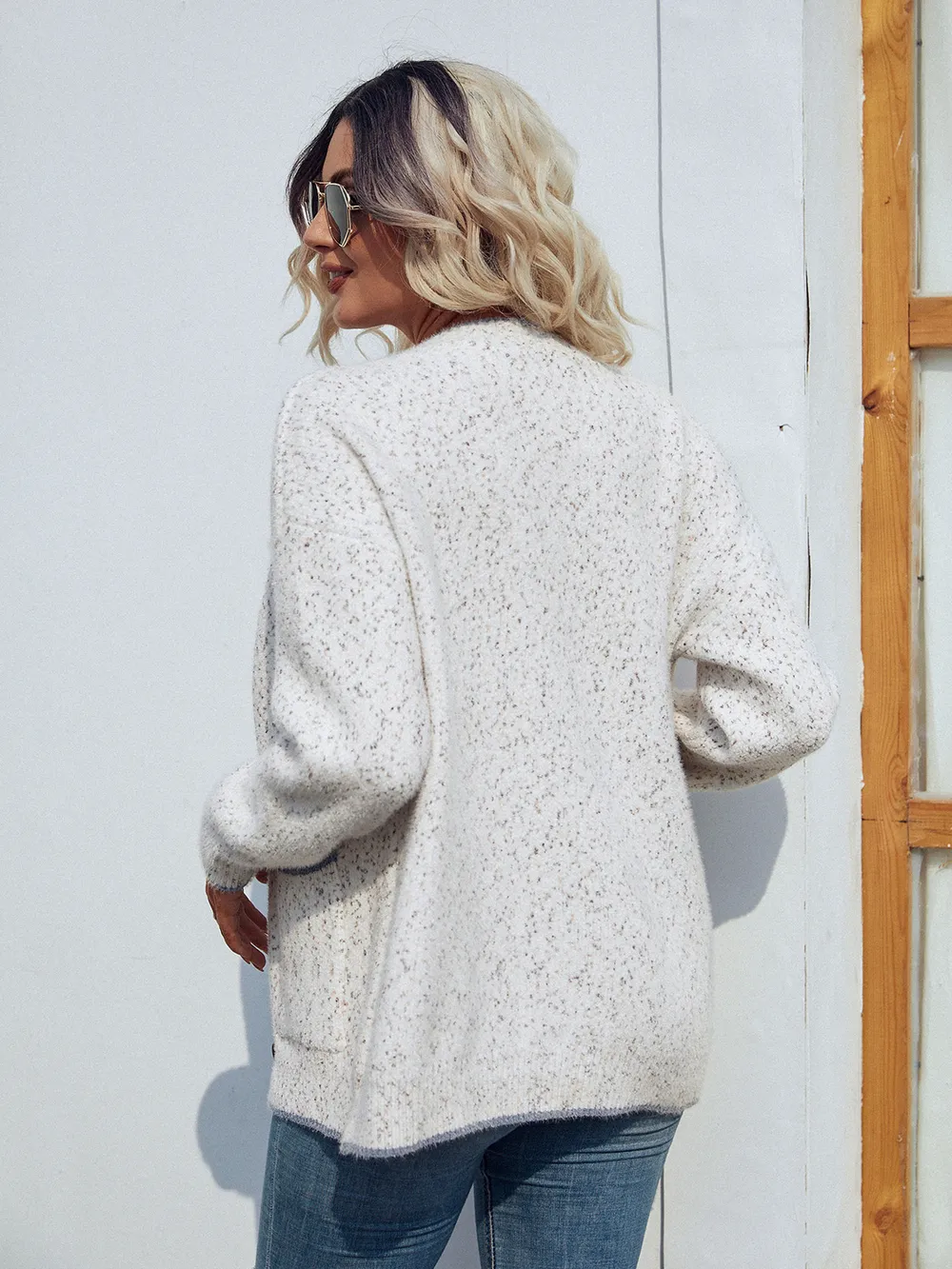Button Down V-Neck Cardigan with Pockets, image 10