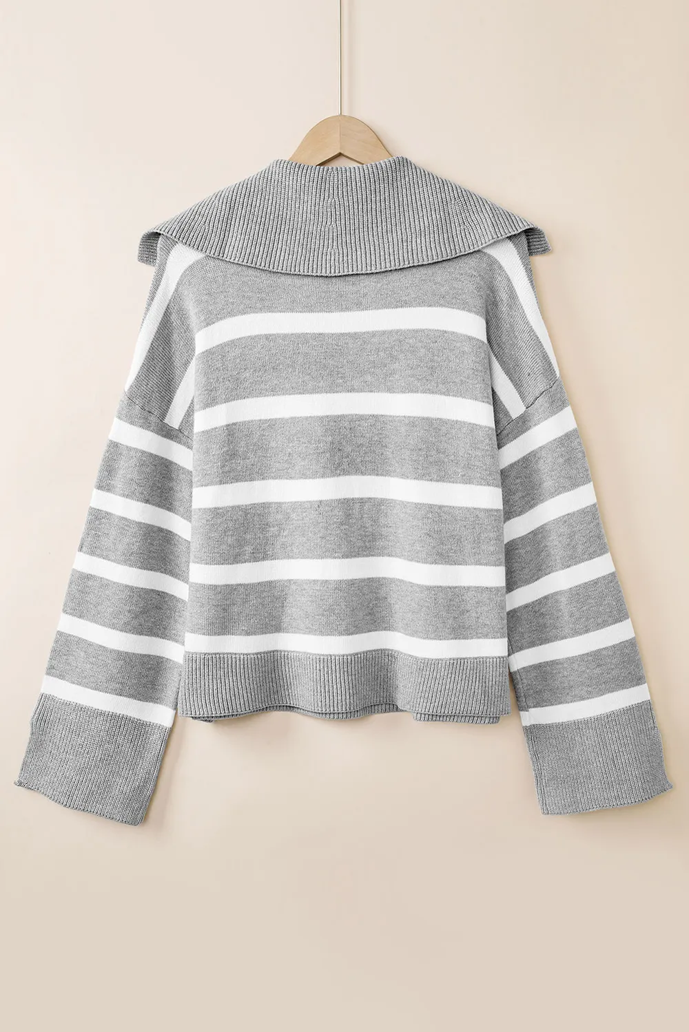 Striped Collared Neck Slit Sweater, image 9