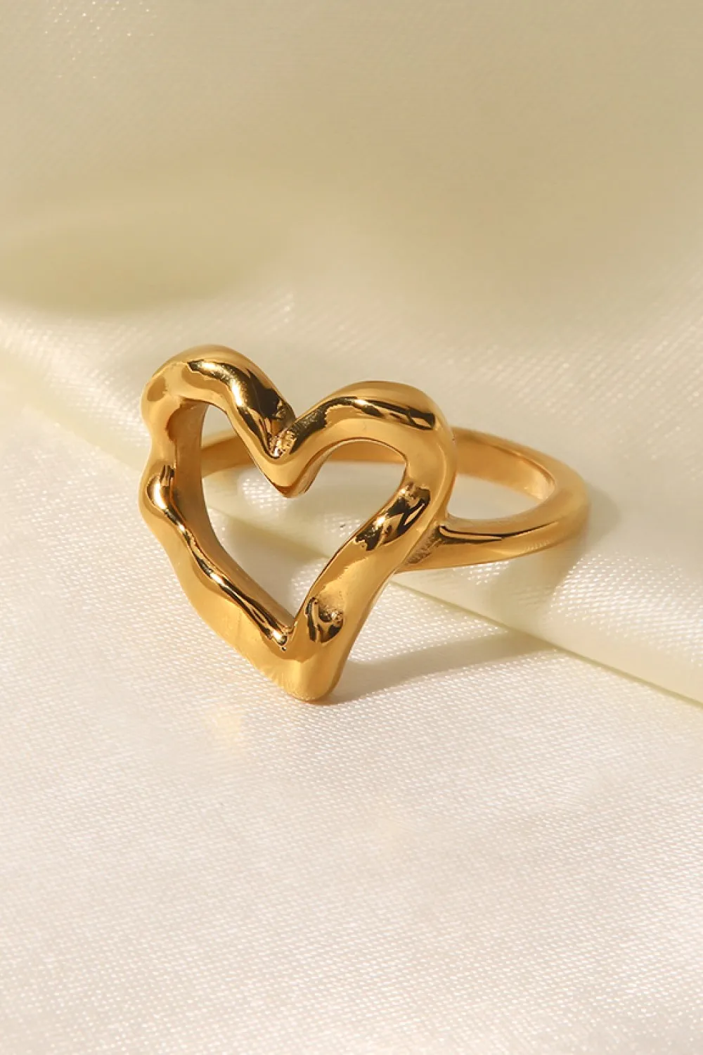 18K Gold Plated Heart-Shaped Ring, image 5