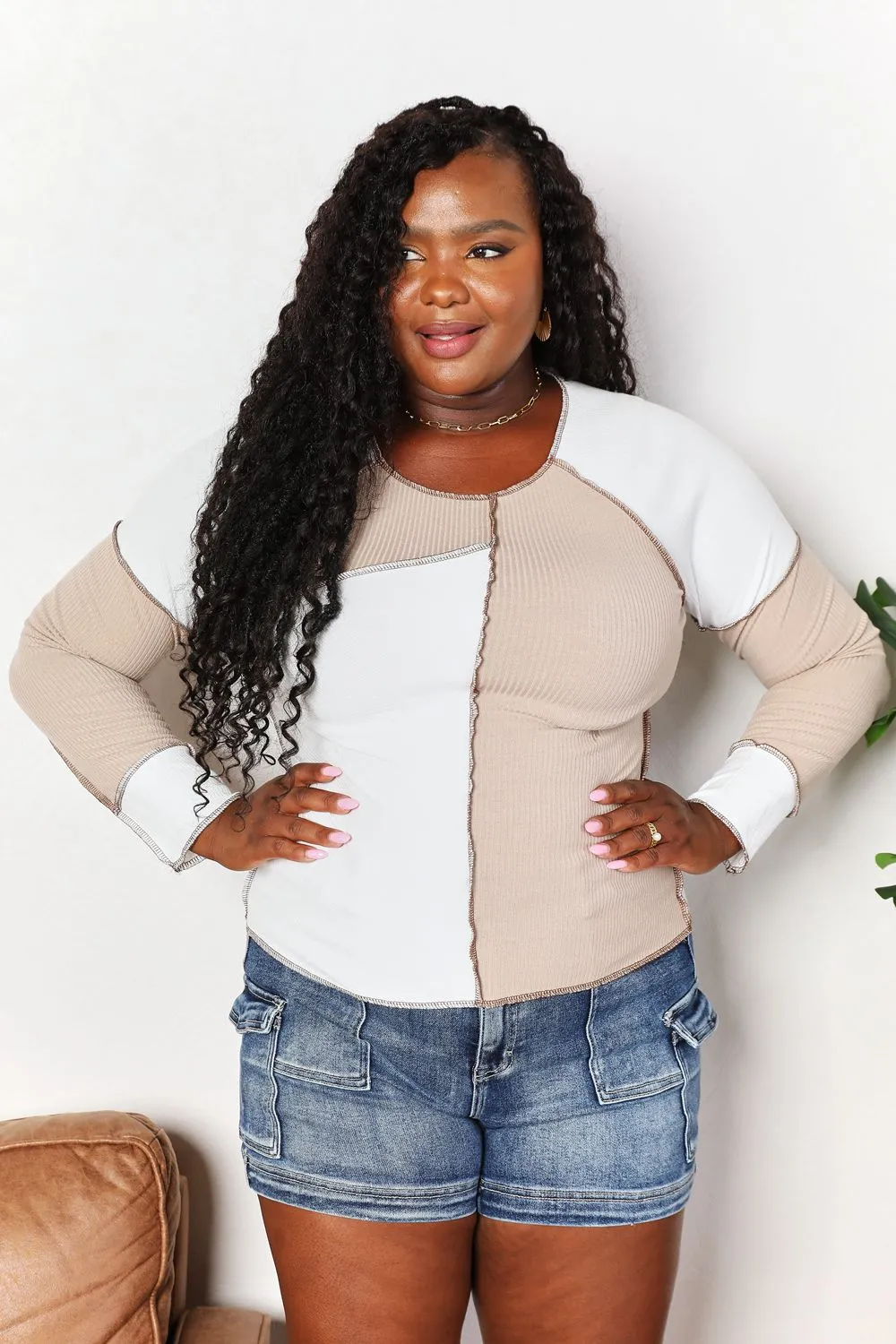 Color Block Exposed Seam Top, image 12