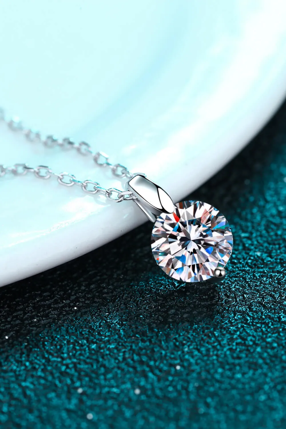 Minimalist 925 Sterling Silver Moissanite Pendant Necklace, image 4