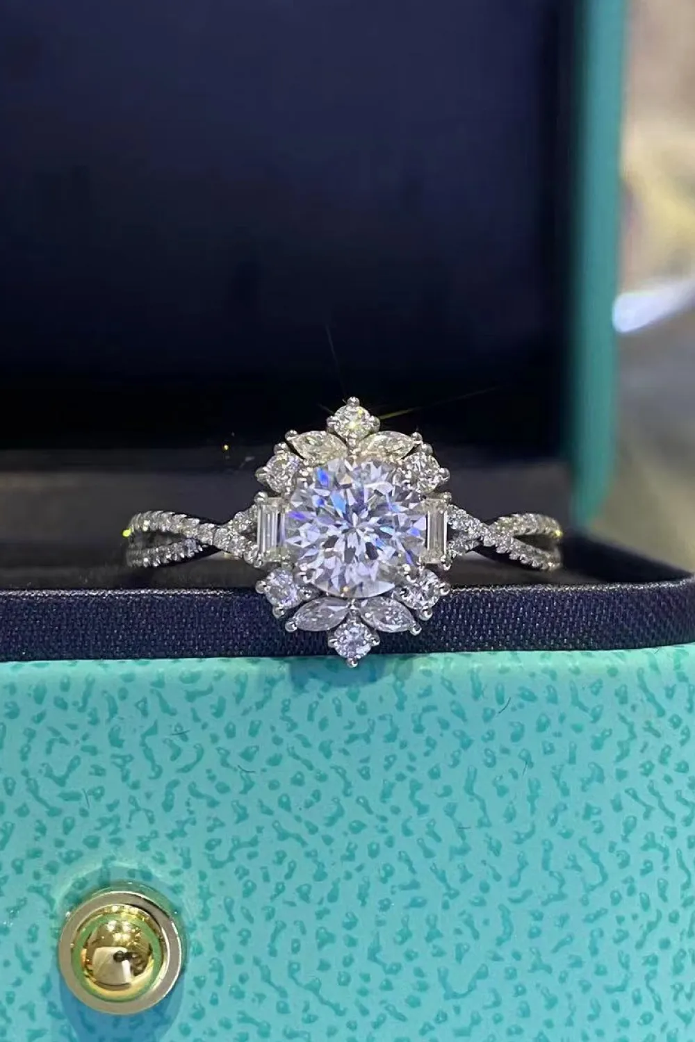 Floral 2 Carat Moissanite Crisscross Ring, image 3