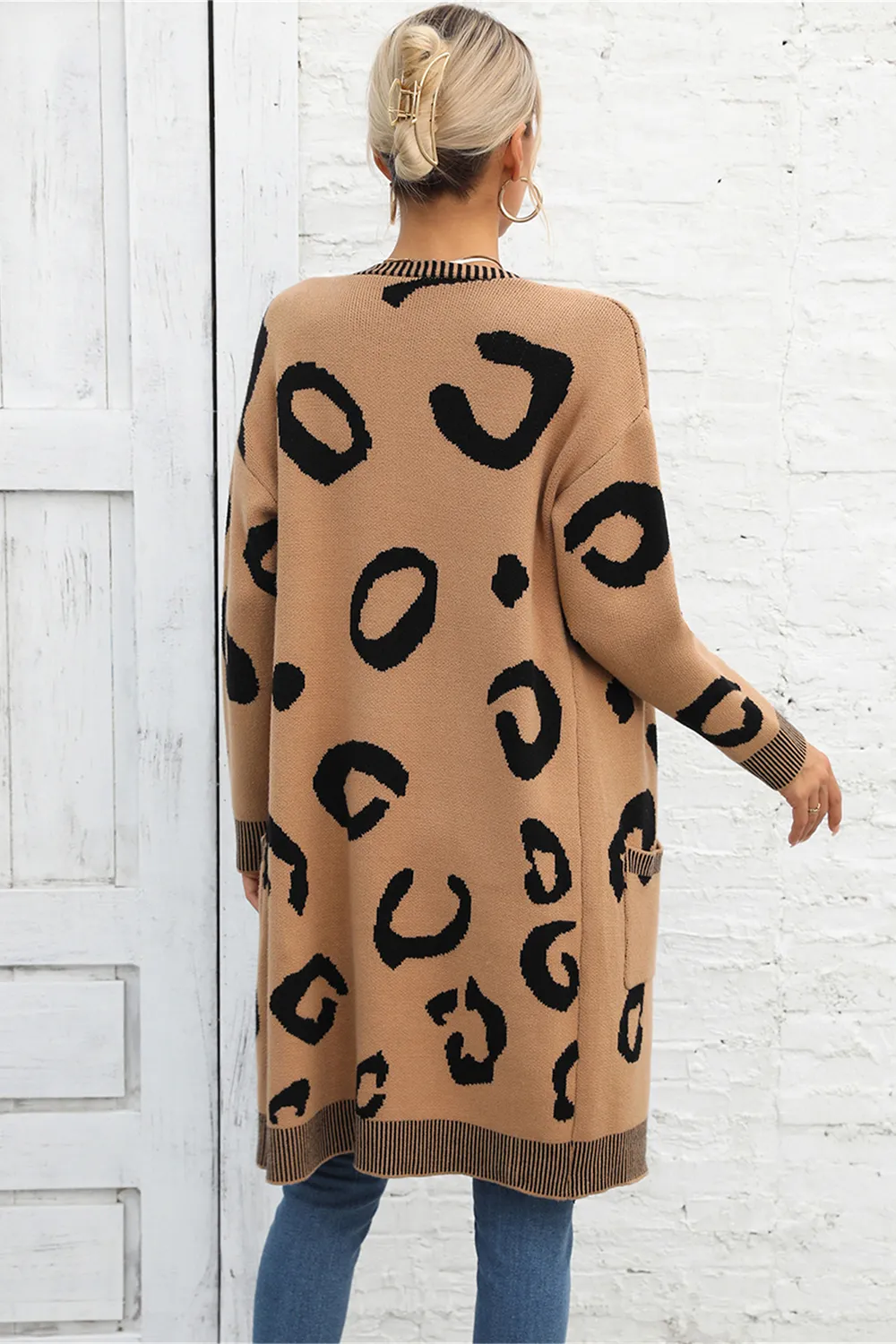Printed Long Sleeve Cardigan with Pockets, image 6