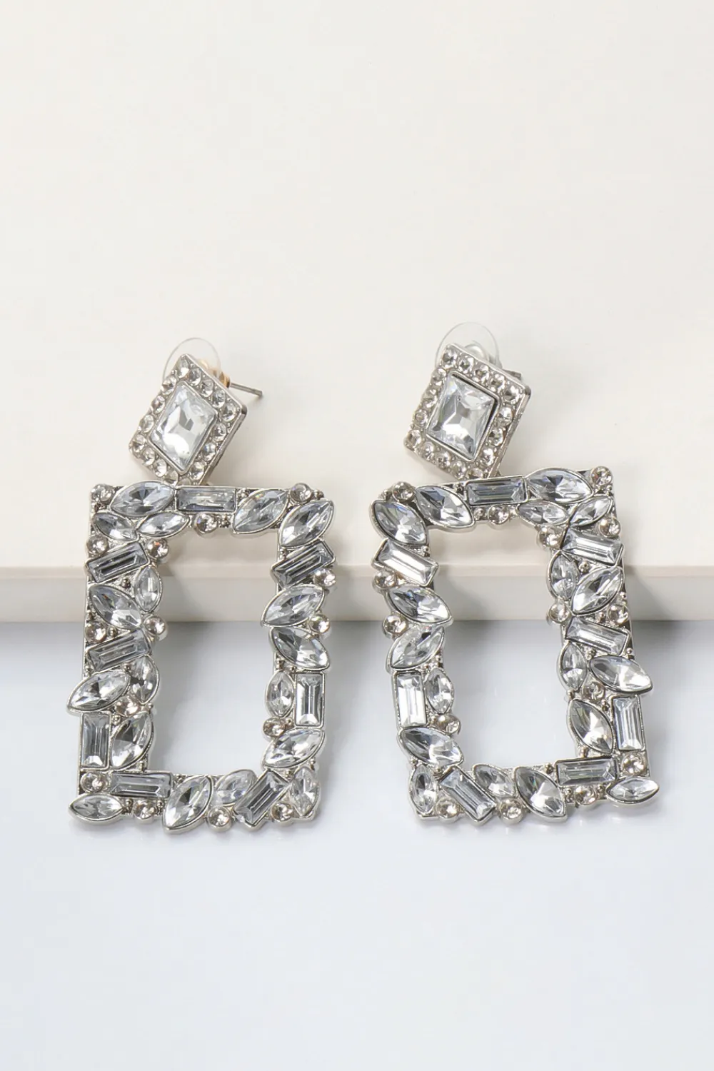 Square Shape Glass Stone Dangle Earrings, image 14
