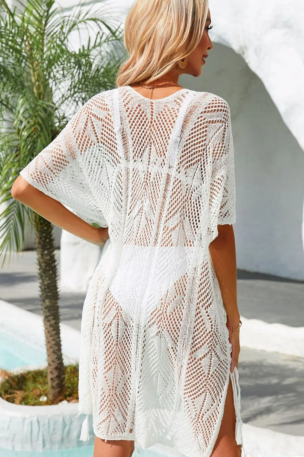 Side Slit Tassel Openwork Cover-Up Dress, image 4