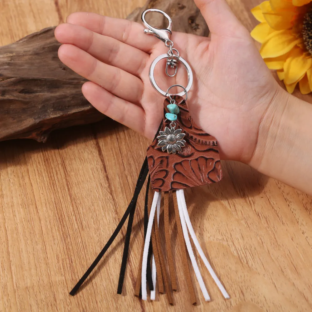 Turquoise Fringe Detail Key Chain, image 5