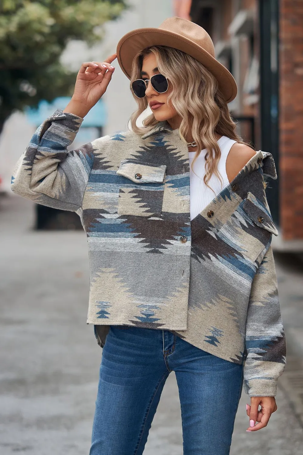 Printed Collared Neck Jacket, image 19