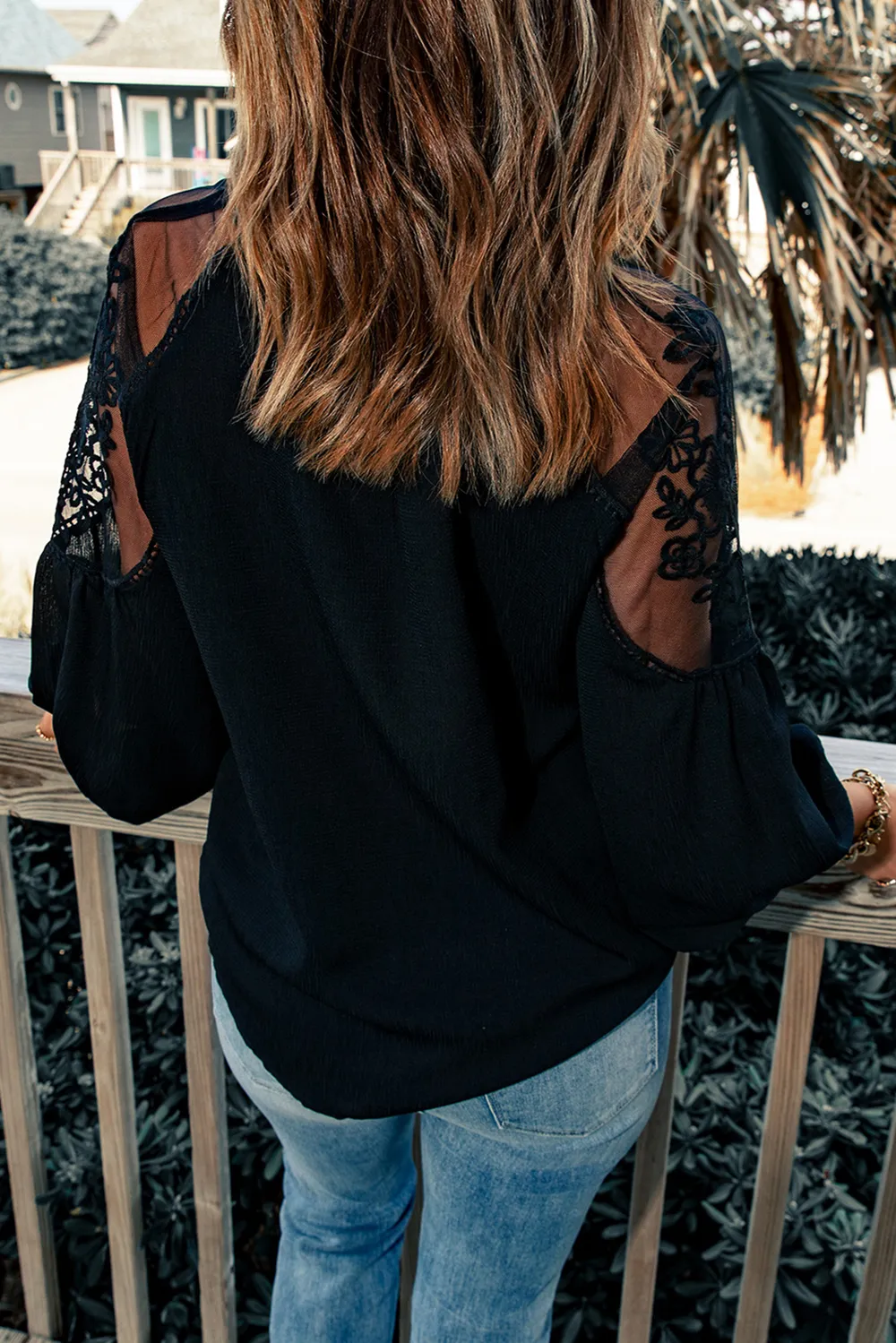 Embroidered Tie-Neck Puff Sleeve Blouse, image 3