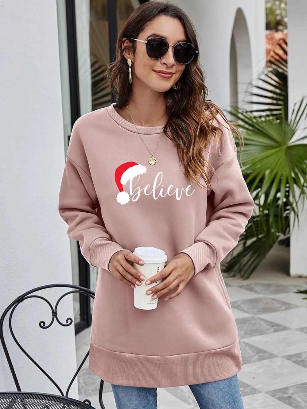 BELIEVE Graphic Tunic Sweatshirt, image 2