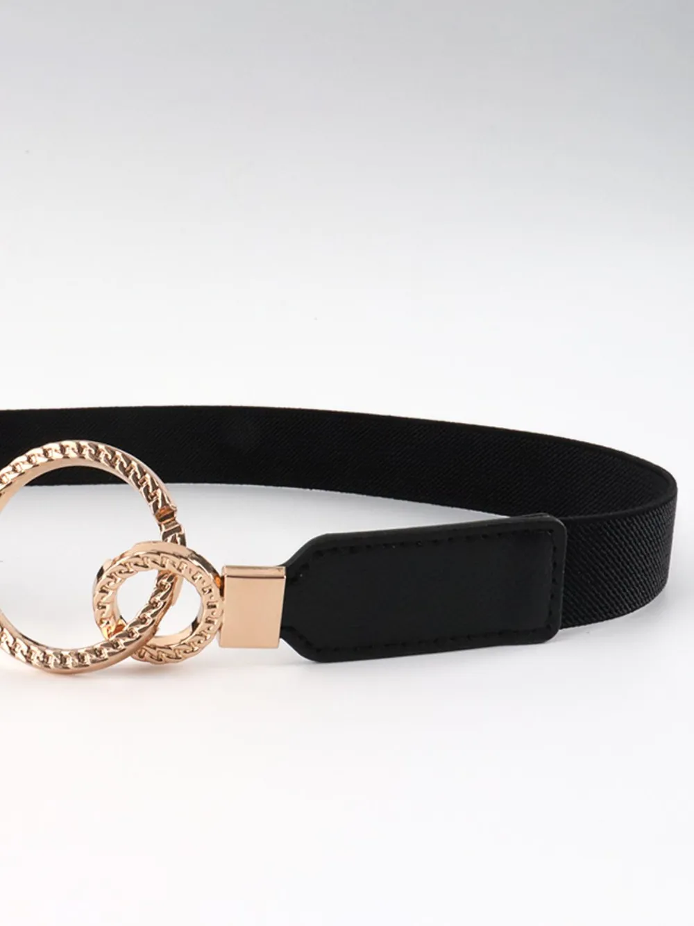 Double Ring Buckle Elastic PU Belt, image 24