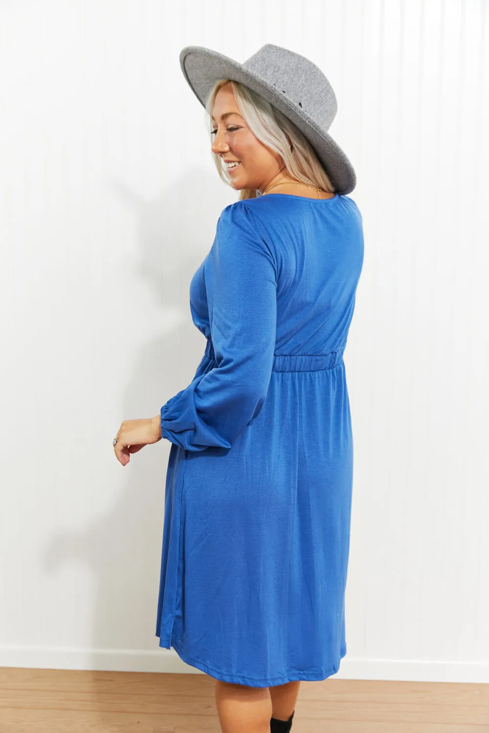 Scoop Neck Empire Waist Long Sleeve Mini Dress, image 9