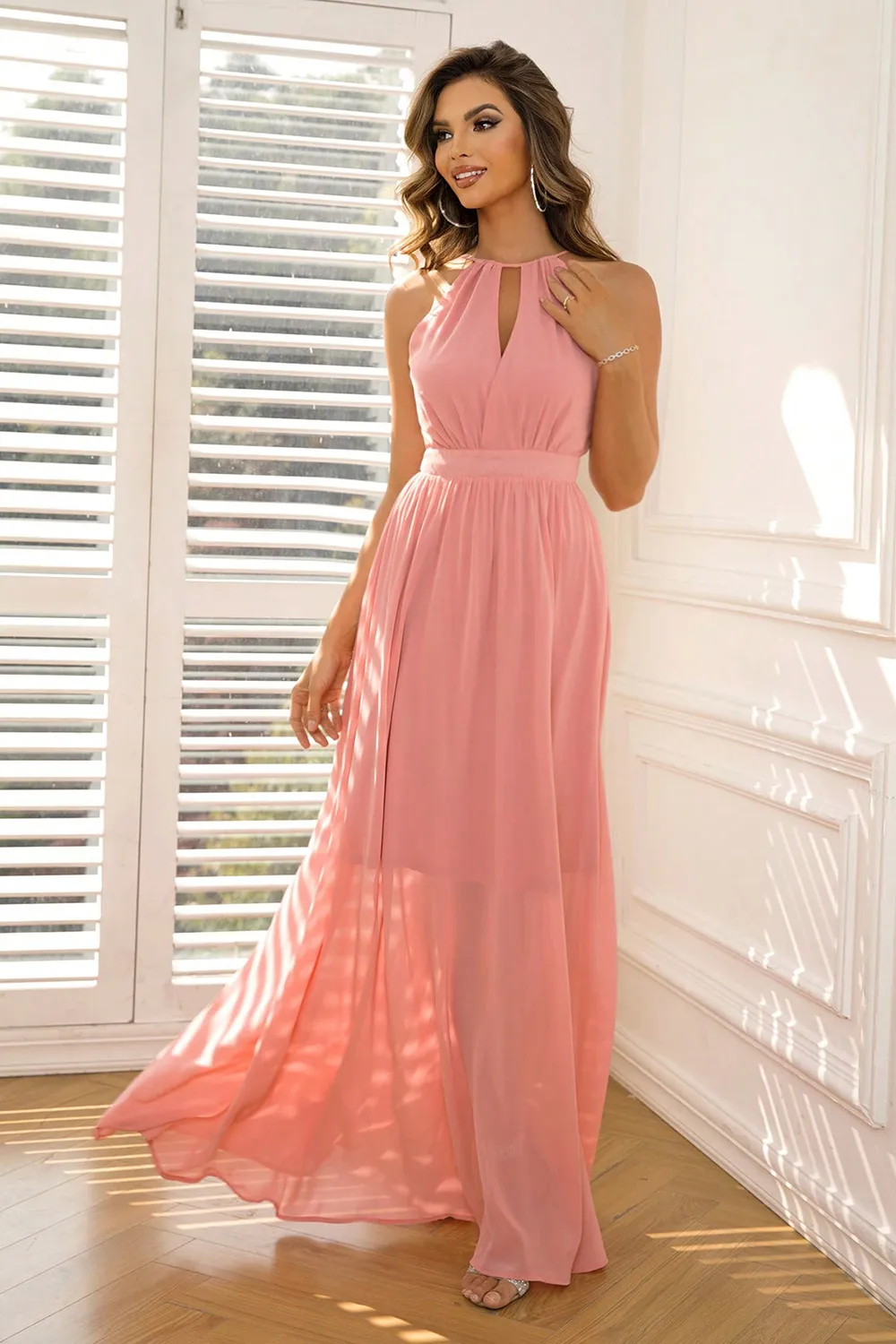 Tied Cutout Sleeveless Maxi Dress, image 3