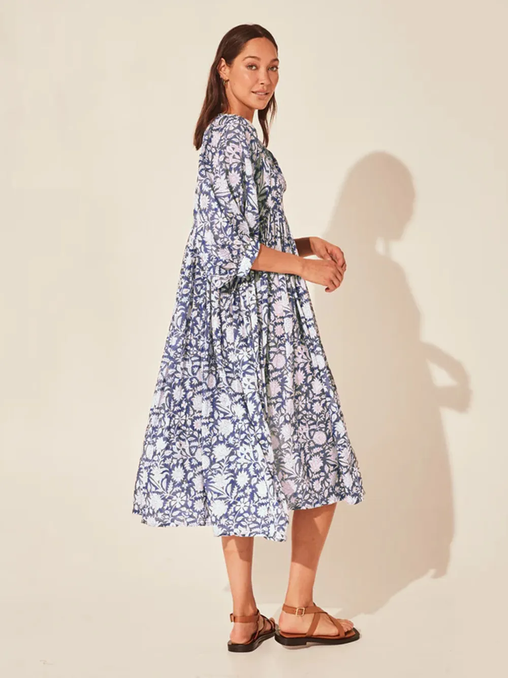 Floral Tie Neck Lantern Sleeve Dress, image 10